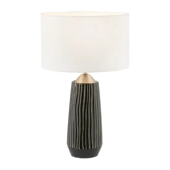 Tall Table Lamp with Fabric Shade - Black, Ceramic