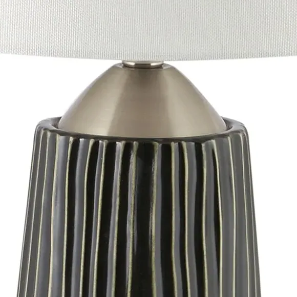 Tall Table Lamp with Fabric Shade - Black, Ceramic