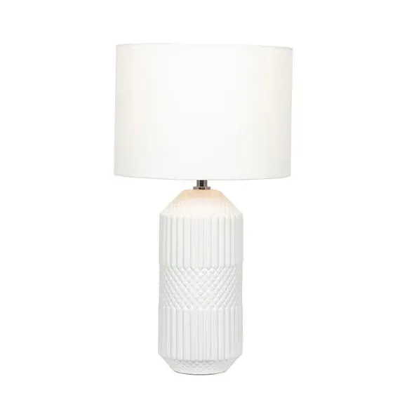 Tall Table Lamp with Geo Texture - White, Ceramic