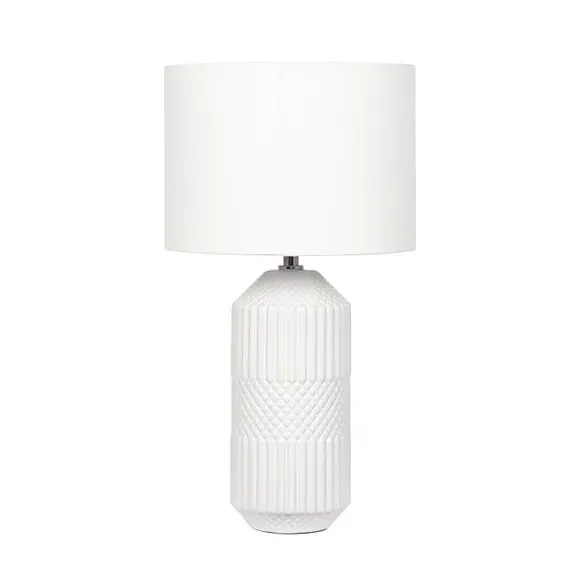 Tall Table Lamp with Geo Texture - White, Ceramic