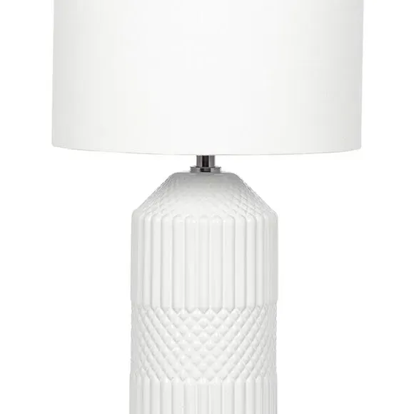 Tall Table Lamp with Geo Texture - White, Ceramic