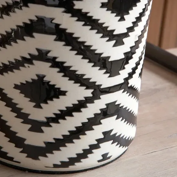 Tall Table Lamp with Ikat Base - Black, Velvet