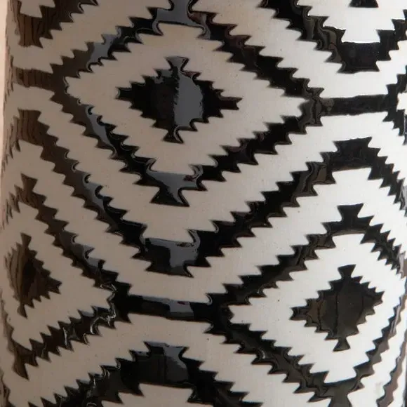 Tall Table Lamp with Ikat Base - Black, Velvet