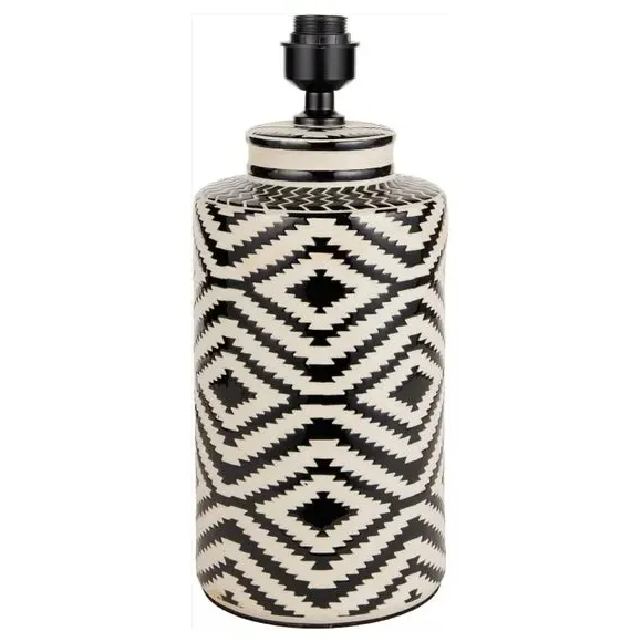 Tall Table Lamp with Ikat Base - Black, Velvet