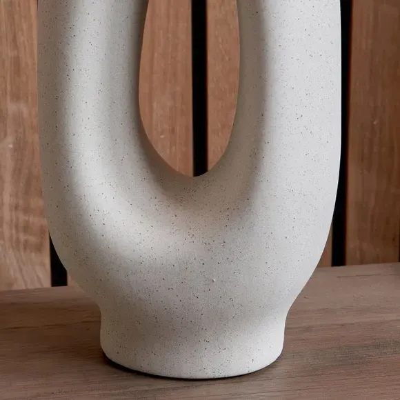 Tall Table Lamp with Linen Shade - Cream, Ceramic