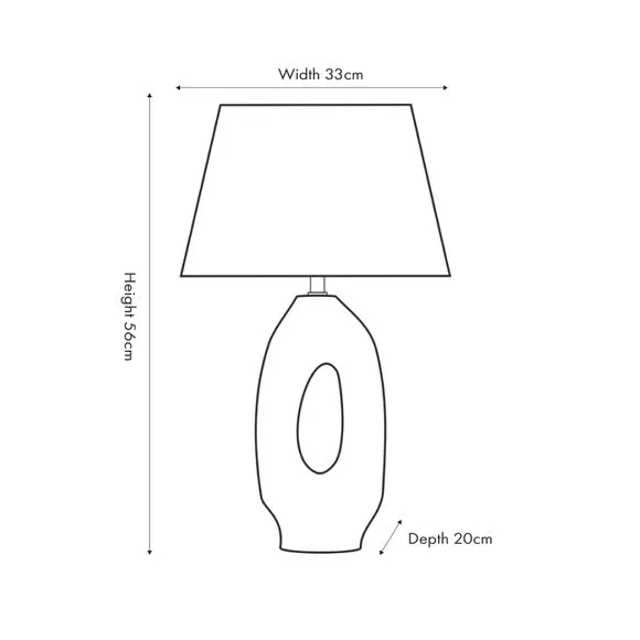 Tall Table Lamp with Linen Shade - Cream, Ceramic
