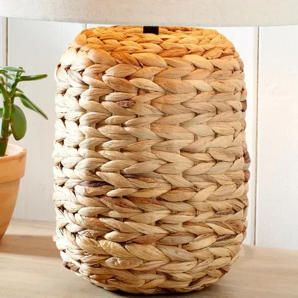 Tall Table Lamp with Plaited Base - Natural