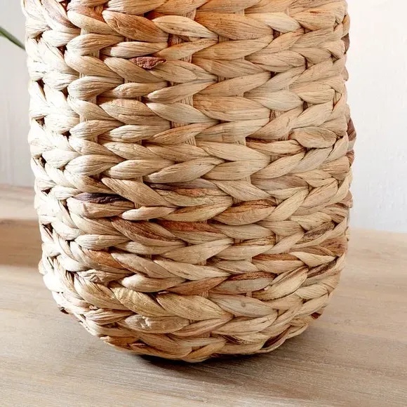 Tall Table Lamp with Plaited Base - Natural