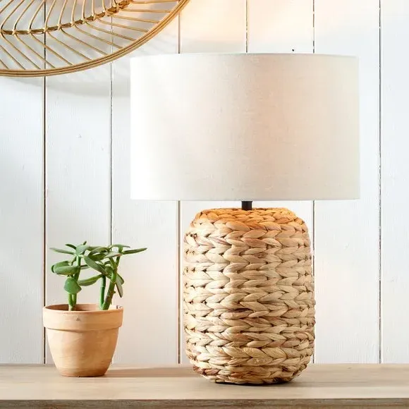 Tall Table Lamp with Plaited Base - Natural image