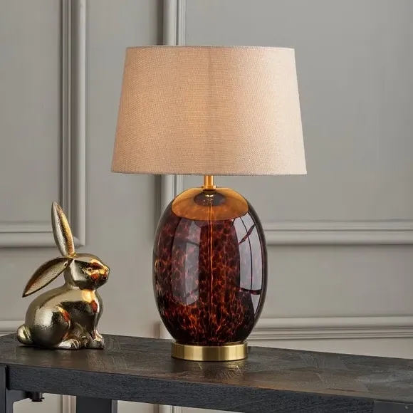 Tall Table Lamp with Shade - Taupe, Glass image