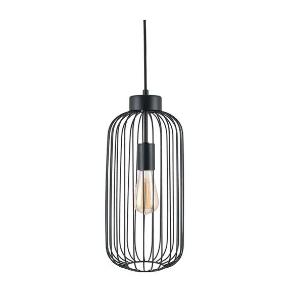 Tall Wire Pendant Light - Black, Metal