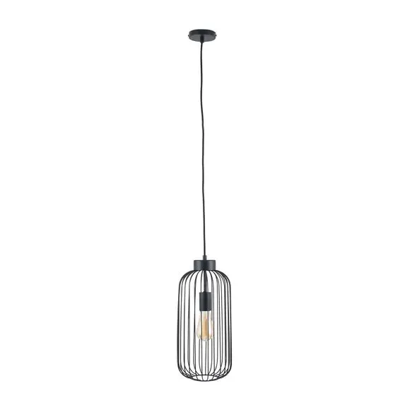 Tall Wire Pendant Light - Black, Metal