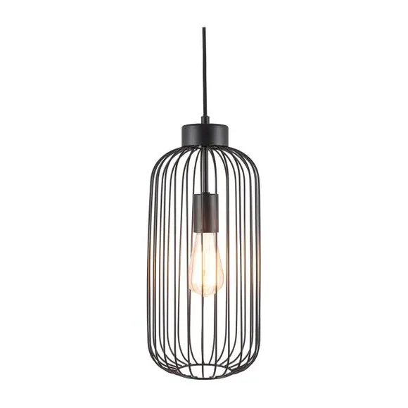 Tall Wire Pendant Light - Black, Metal