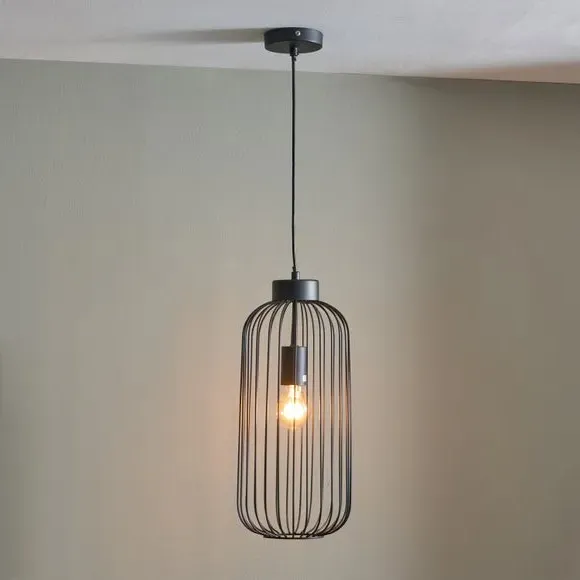 Tall Wire Pendant Light - Black, Metal image
