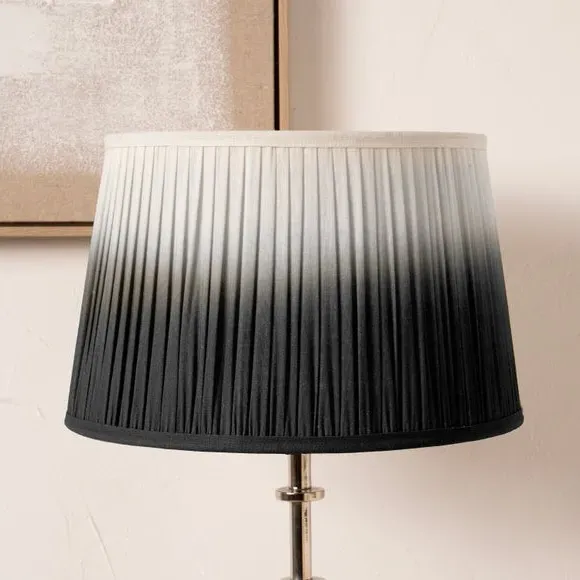 Tapered Lamp Shade with Pleated Design - Black image
