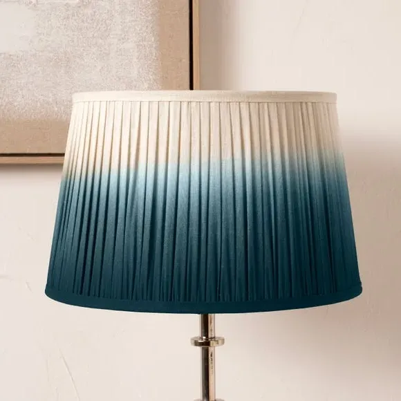 Tapered Lamp Shade with Pleated Design - Blue