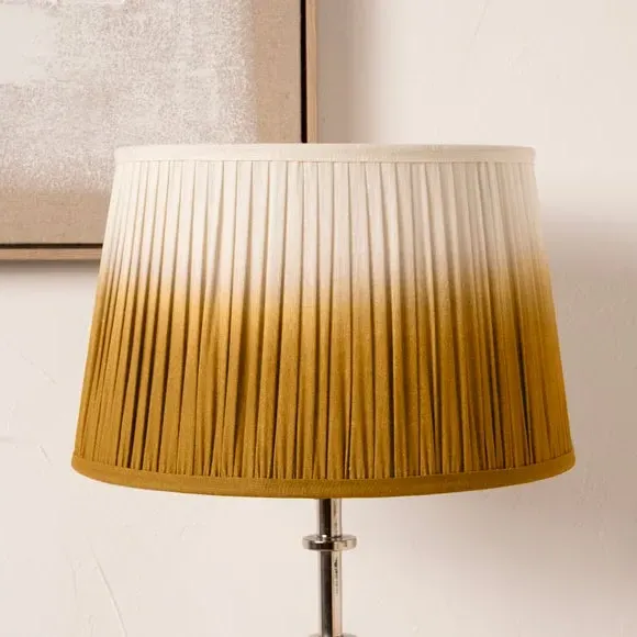 Tapered Lamp Shade with Pleated Design - Mustard