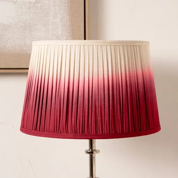 Tapered Lamp Shade with Pleated Design - Red