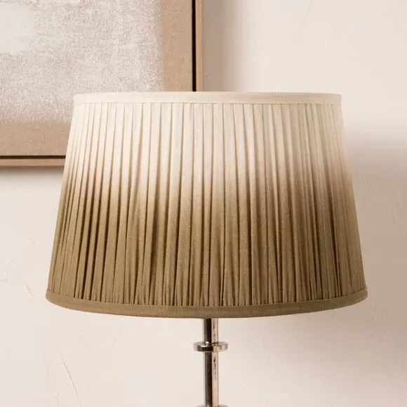 Tapered Lamp Shade with Pleated Design - Taupe