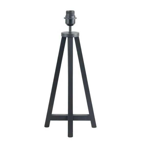 Tapered Table Lamp with Drum Shade - Black, Wood