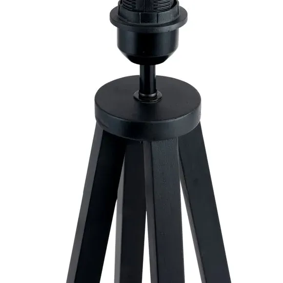 Tapered Table Lamp with Drum Shade - Black, Wood