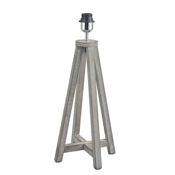 Tapered Table Lamp with Drum Shade - Grey, Wood