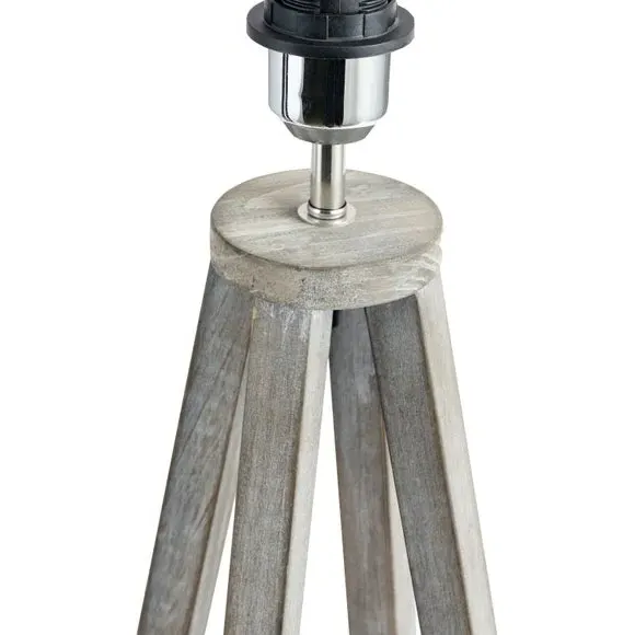 Tapered Table Lamp with Drum Shade - Grey, Wood