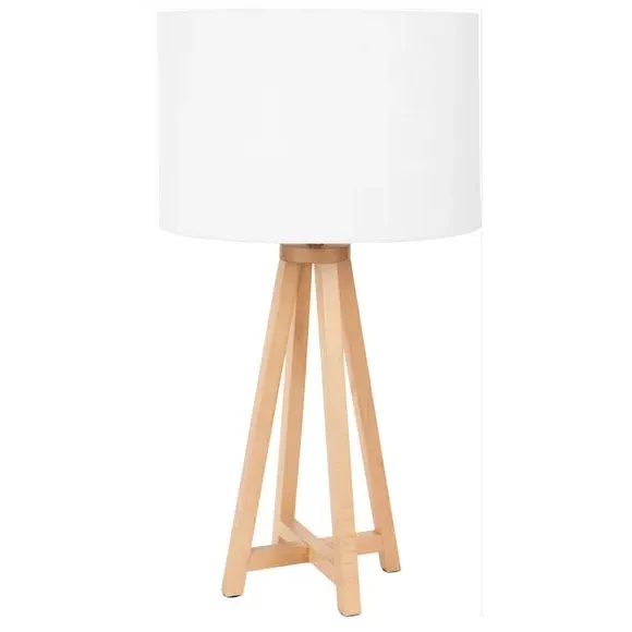 Tapered Table Lamp with Drum Shade - Natural, Wood