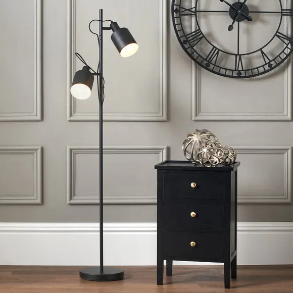 Task Floor Lamp with Adjustable Head - Black