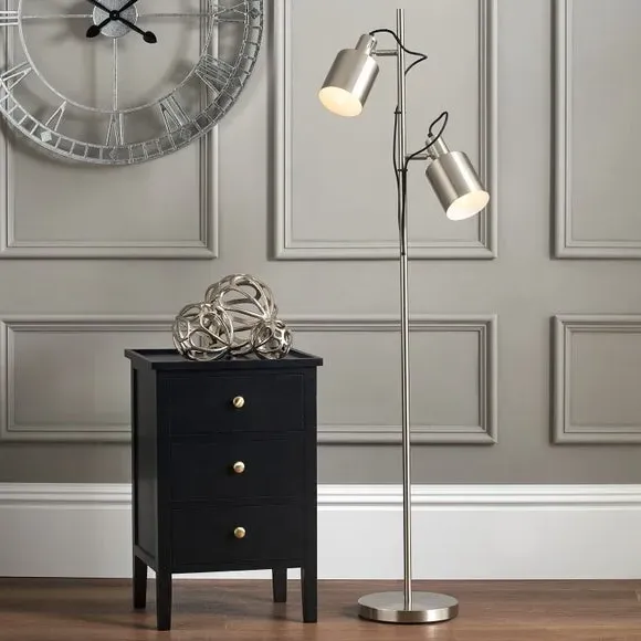 Task Floor Lamp with Adjustable Head - Silver