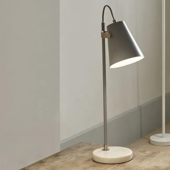 Task Table Lamp with Pivoting Head - Grey, Marble