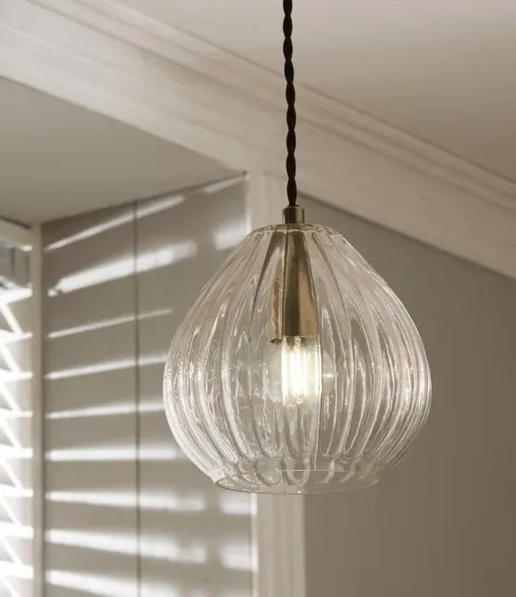 Teardrop Pendant Light - Clear, Ribbed Glass image