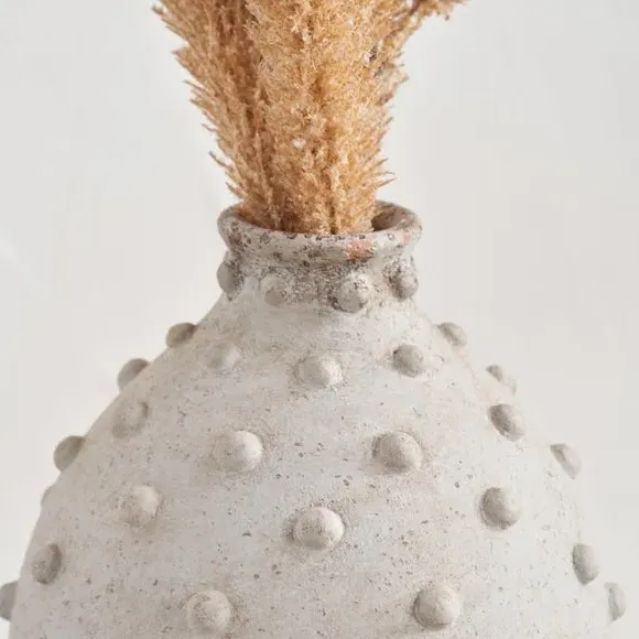 Textured Dot Vase - Light Grey, Stoneware