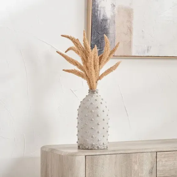 Textured Dot Vase - Light Grey, Stoneware