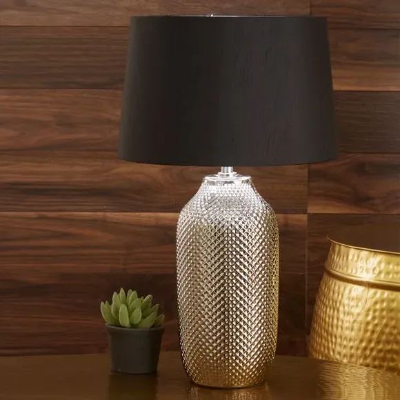 Textured Table Lamp - Silver, Ceramic