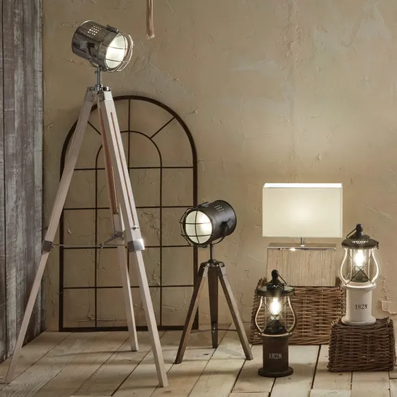 Tripod Floor Lamp with Adjustable Head - White