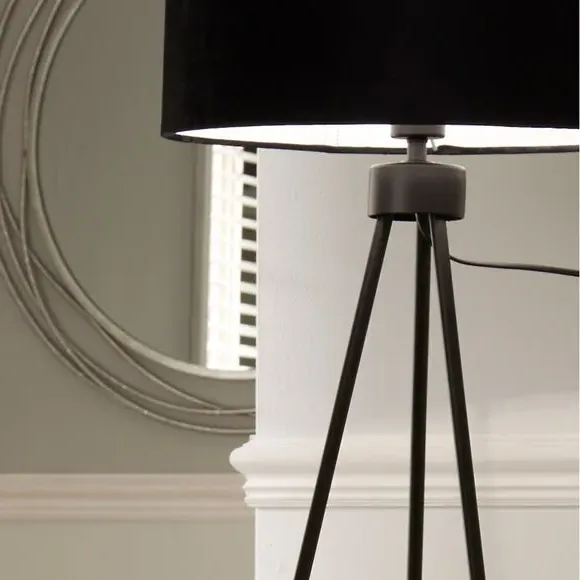 Tripod Floor Lamp with Foot Switch - Black, Velvet