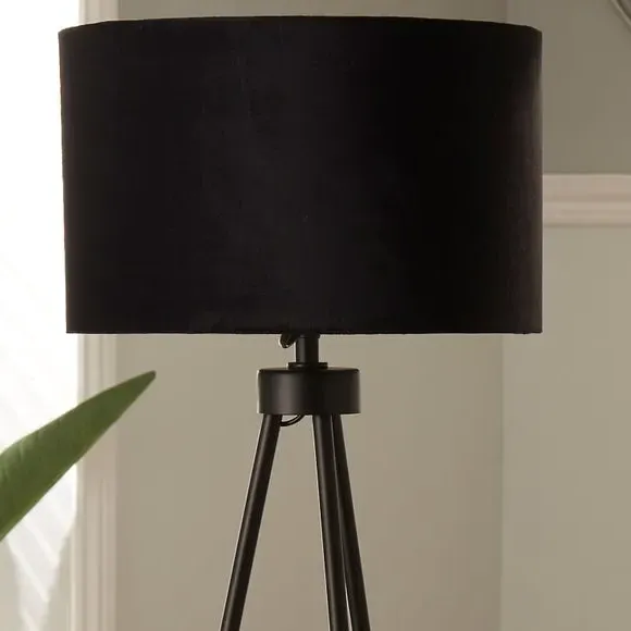 Tripod Floor Lamp with Foot Switch - Black, Velvet