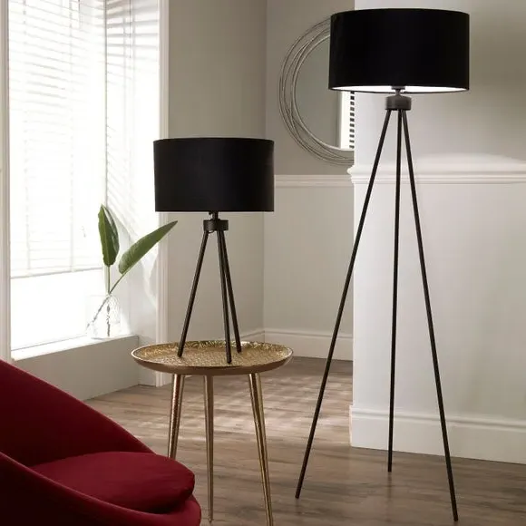 Tripod Floor Lamp with Foot Switch - Black, Velvet image