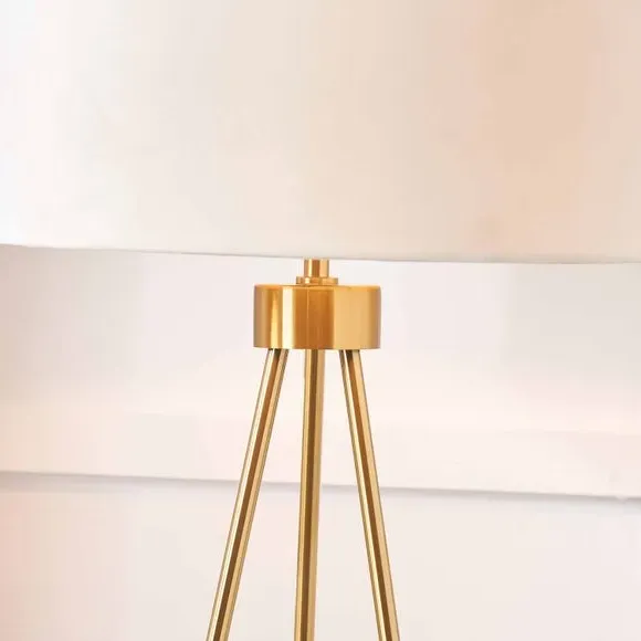 Tripod Floor Lamp with Foot Switch - Gold, Velvet