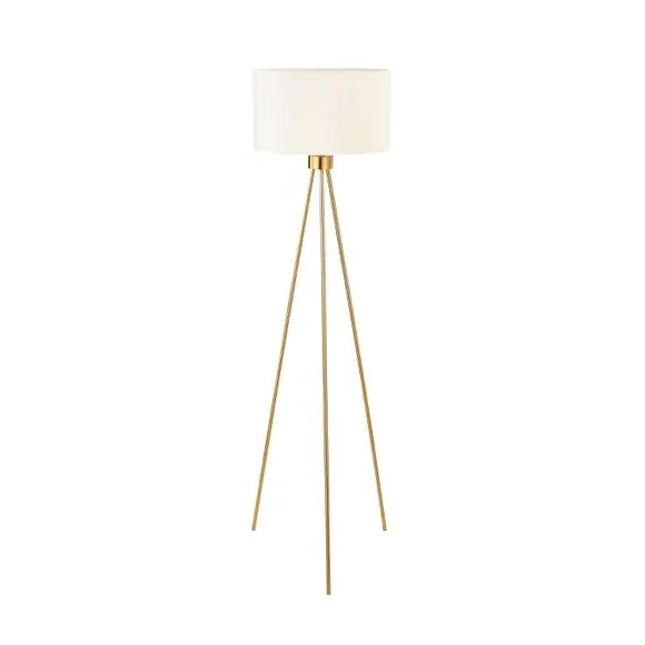 Tripod Floor Lamp with Foot Switch - Gold, Velvet
