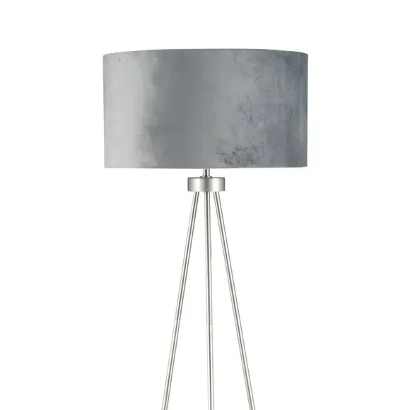 Tripod Floor Lamp with Foot Switch - Silver, Velvet