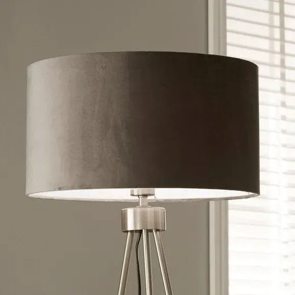 Tripod Floor Lamp with Foot Switch - Silver, Velvet