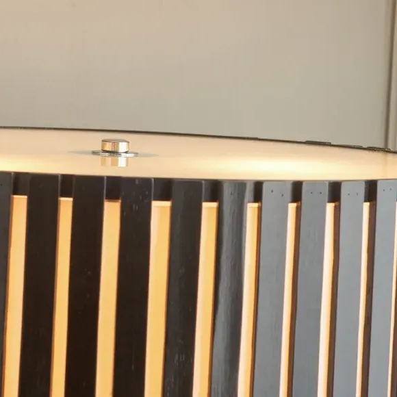 Tripod Floor Lamp with Slat Shade - Black, Wood