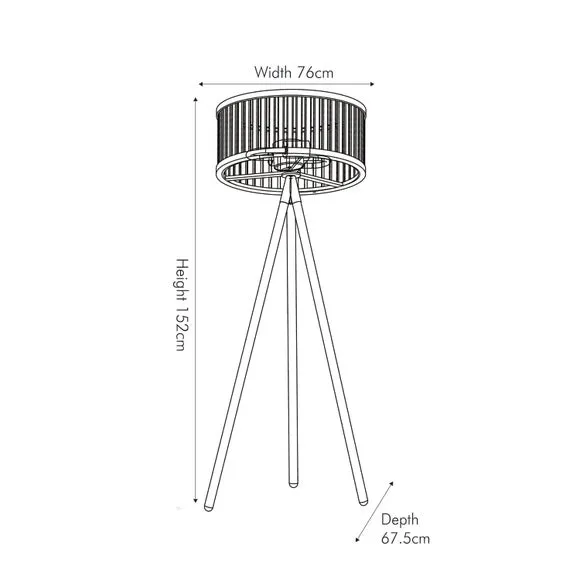 Tripod Floor Lamp with Slat Shade - Black, Wood