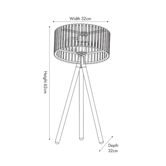 Tripod Table Lamp with Slat Shade - Black, Wood