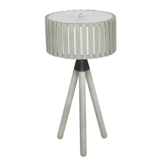 Tripod Table Lamp with Slat Shade - Grey, Wood