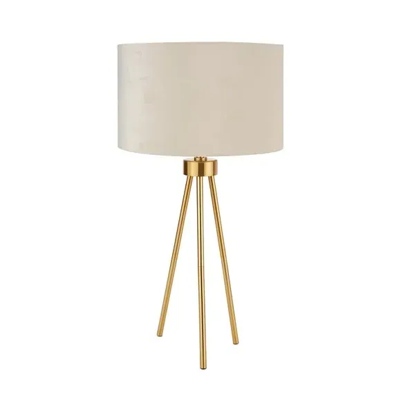 Tripod Table Lamp with Velvet Shade - Gold