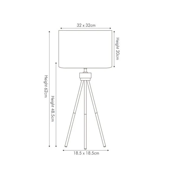 Tripod Table Lamp with Velvet Shade - Gold