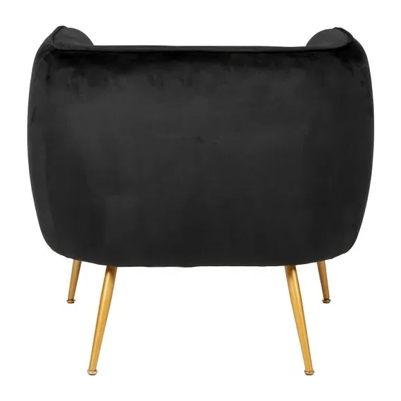 Tub Chair with Gold Legs - Black, Velvet